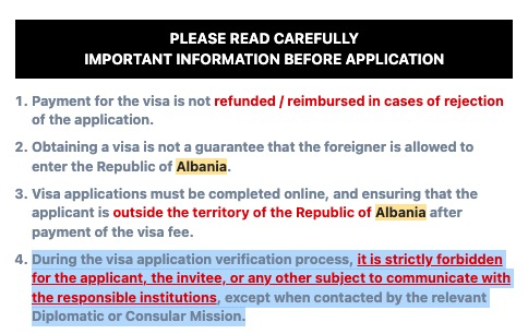 Directives de l'ambassade d'Albanie
