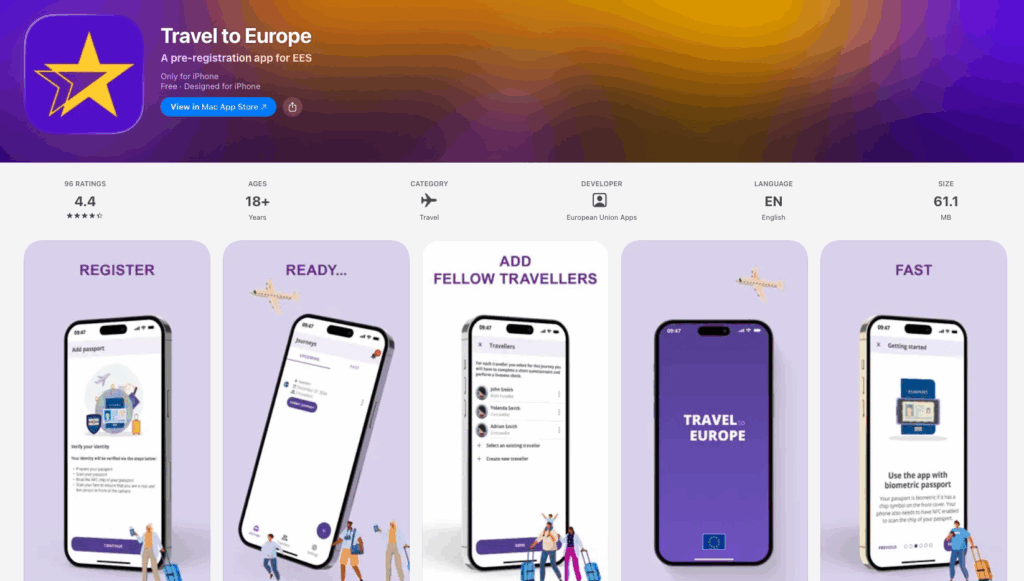 Travel to Europe App – EES-Vorregistrierung