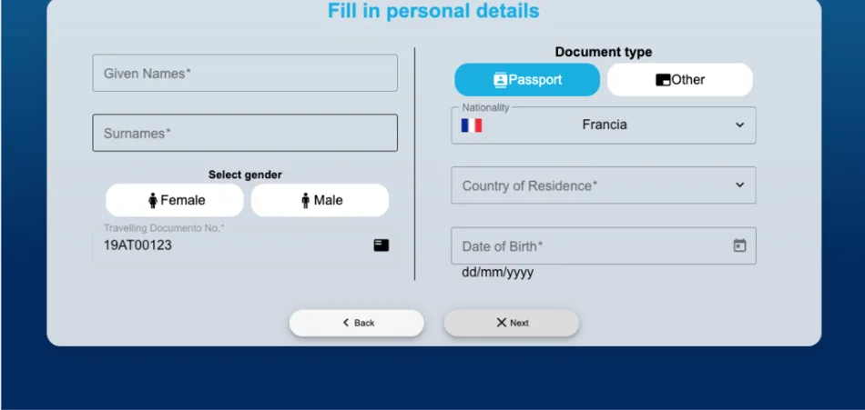 Official DJRV form: personal details