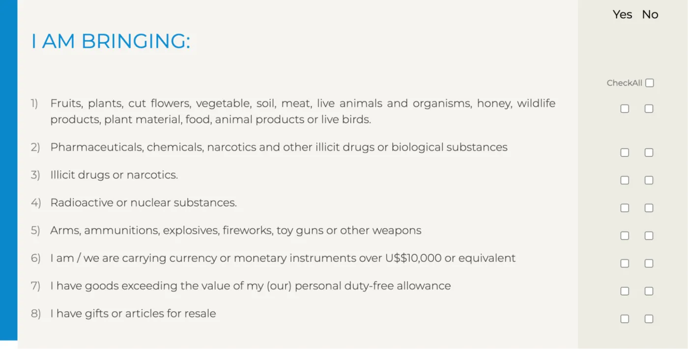 Official C5 form: customs declaration