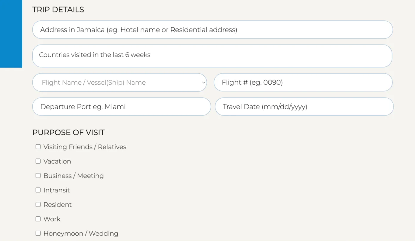 Official C5 form: trip details and purpose