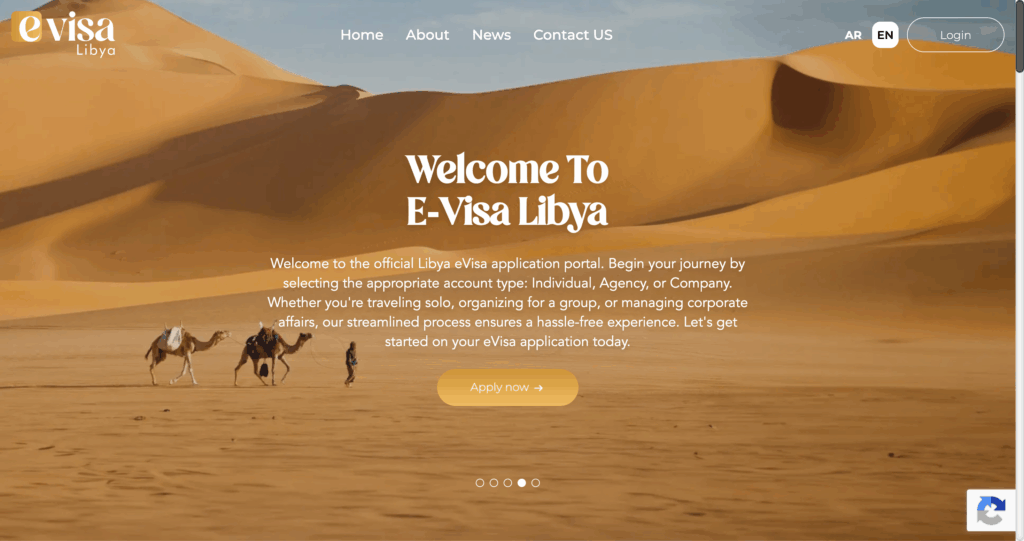 Il sito ufficiale delle autorità libiche per l'e-Visa