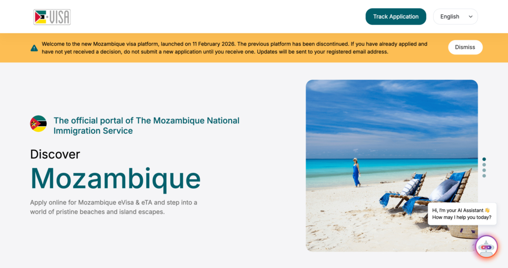 Mozambican coastline with turquoise waters and white sandy beaches