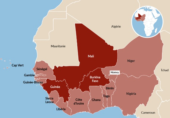 Map of visa-exempt countries for Nigeria