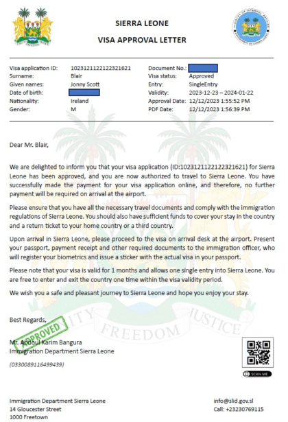 Comparaison e-Visa Sierra Leone vs visa à l'arrivée