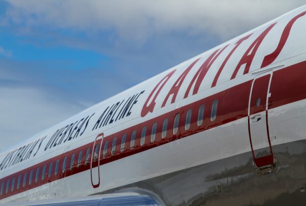 a close up of the tail end of a plane